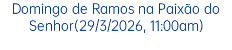 Domingo de Ramos na Paixão do Senhor(29/3/2026, 11:00am)