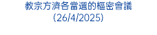 教宗方濟各當選的樞密會議(26/4/2025)