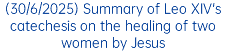 (30/6/2025) Summary of Leo XIV's catechesis on the healing of two women by Jesus