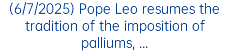 (6/7/2025) Pope Leo resumes the tradition of the imposition of palliums, ...