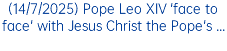 (14/7/2025) Pope Leo XIV 'face to face' with Jesus Christ the Pope's ...