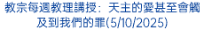 教宗每週教理講授：天主的愛甚至會觸及到我們的罪(5/10/2025)