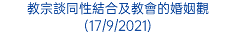 教宗談同性結合及教會的婚姻觀 (17/9/2021)