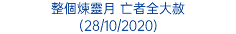 整個煉靈月 亡者全大赦 (28/10/2020)