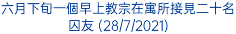 六月下旬一個早上教宗在寓所接見二十名囚友 (28/7/2021)