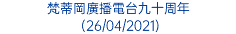 梵蒂岡廣播電台九十周年 (26/04/2021)