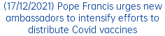 (17/12/2021) Pope Francis urges new ambassadors to intensify efforts to distribute Covid vaccines