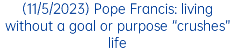 (11/5/2023) Pope Francis: living without a goal or purpose “crushes” life