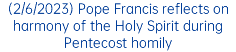(2/6/2023) Pope Francis reflects on harmony of the Holy Spirit during Pentecost homily