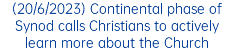 (20/6/2023) Continental phase of Synod calls Christians to actively learn more about the Church