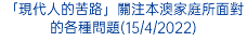 「現代人的苦路」關注本澳家庭所面對的各種問題(15/4/2022)