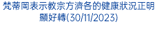 梵蒂岡表示教宗方濟各的健康狀況正明顯好轉(30/11/2023)