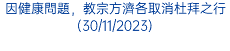 因健康問題，教宗方濟各取消杜拜之行(30/11/2023)