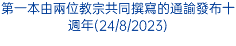 第一本由兩位教宗共同撰寫的通諭發布十週年(24/8/2023)