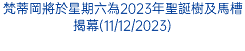 梵蒂岡將於星期六為2023年聖誕樹及馬槽揭幕(11/12/2023)