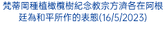 梵蒂岡種植橄欖樹紀念教宗方濟各在阿根廷為和平所作的表態(16/5/2023)