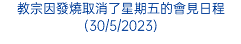 教宗因發燒取消了星期五的會見日程(30/5/2023)