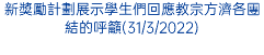 新獎勵計劃展示學生們回應教宗方濟各團結的呼籲(31/3/2022)